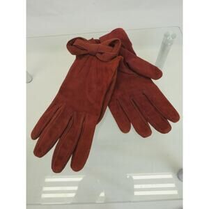 NWT VALENTINO GARAVANI BURGUNDY SUEDE BOW GLOVES SIZE 8 ITALY